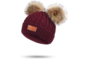 Balakaka Gorro Guantes Bufanda Set Invierno, 3 in 1 Bonito Cálido Gorro de Punto con Pompón Cómodo Suave Bufanda con Forro de Felpa, Sombrero de Invierno para Bebé Niños Niñas 2-8 años