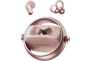 ZOMBIES CAT PAXA 2 in 1 a Cuffie Auricolari Aperte Clip per Orecchie Aperte, Bluetooth 6.0 Zero Ritardo, Ultra-Lunga 140 Ore, Riconoscimento Automatico L/R, Hi-Fi Suono per Lavoro Fitness Corsa, Ctbuds Rosa Oro