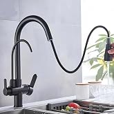 3 Way Kitchen Sink Faucet (Black) with Hot Cold Purification Inlet with Fleko Spiral Head