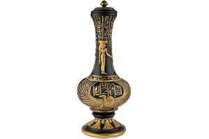 lachineuse - Egipski wazon 33 cm - Czarny i złoty wazon dekoracyjny - Starożytny Egipt Dekoracja wnętrz - Egipska dekoracja Hathor Hieroglif - Oryginalny pomysł na prezent