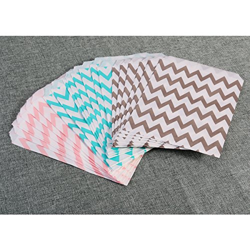 NUOLUX Süßigkeiten Streifen Papiertüten Süßes Geschenk Taschen Tüten – Ideal für Geschenkläden, Hochzeit sbevorzugungen, Süßigkeiten Wagen,48 PCS,3 Farben - 2