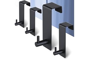 Kegii Türhaken Schwarz 4 Stück - Türhaken Innenseite/Kleiderhaken ohne Bohren Türhaken zum einhängen