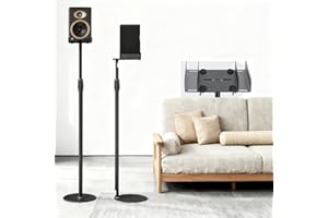 OUUTMEE Soporte de altavoz de altura ajustable, rango de ajuste de altura: 80 – 130 cm, paquete de 2, adecuado para una amplia gama de modelos de altavoces