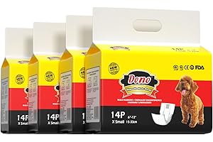 Dono Couche Jetable Chien Couches Jetables pour Chien Mâle avec l’indicateur d’humidité Couche-Culotte pour Chien avec Grand Pouvoir Absorbant-Taille XS 56 Pièces