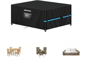 SIMPHAUS Garden Furniture Covers Waterproof,Outdoor Table Cover,Rattan Furniture Covers 420D Oxford Polyester,Anti-UV,Cover for Rattan Garden Furniture Set,Garden Table and Chairs,Sofa 120x90x74cm