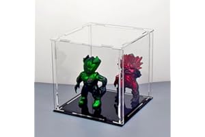 MEEC Vitrina de Acrílico Transparente, Caja de Mostrador de Montaje con Base Negra, Vitrina de Protección a Prueba de Polvo Para Figuras de Acción, Juguetes Coleccionables (20x20x20CM)