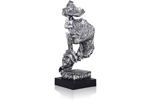 LEPENDOR Abstract and Creative Desk Decorations The Thinker Statue - Handcrafted Silent Men Statues Resin Abstract Sculpture Office Home Decor Figurine Gift - Silence Silver