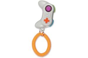 Brightkins, clicker de adiestramiento canino Smarty Pooch en forma de mando de videojuego, con correa elástica para la muñeca, soluciones de adiestramiento y comportamiento canino, 1 pieza