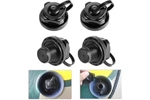 UNI-FINE SHOP Uni-Fine 4pcs Inflatable Boat ABS Plastic Screw Valve Airbeds, Black, 20mm