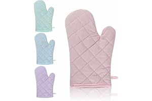 AL KAHF Oven Glove Heavy Duty Baking Mitt Cooking Potholder Heat Resistant Pastel Oven Glove For Food Frying Grilling Cooking Kitchen Essentials Home Supplies Assorted Colour L28 x W18 x D2.5cm (1Pc)