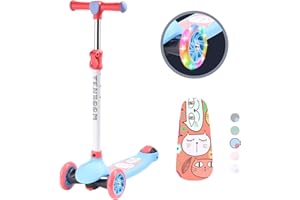 TENBOOM Roller Kinder Scooter Premium Dreiradscooter mit PU LED Leuchtenden Räder, Kinderroller Tret-Roller Faltbarer höhenverstellbarer Cityroller für Jungen Mädchen 3-12 Jahre, Leicht Belastbarkeit bis 50 kg