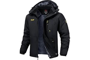 Rdruko Skijacke Herren Warme Winterjacke Gefüttert Verdickt Softshelljacke Wasserdicht Snowboardjacke Atmungsaktiv Funktionsjacke mit Abtrennbarer Kapuze