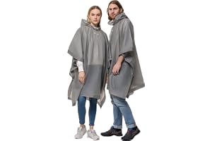 OSDUE 2-pack bärbar regnrock, regnponcho, vattentät med huvor och ärmar, återanvändbar regnbeständig poncho för camping, nöds