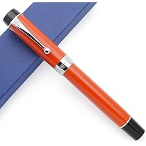Jinhao 100 Füllfederhalter Mit Feiner Feder – Roter Schaft, Silberner Clip, Inkl. Metall-Etui