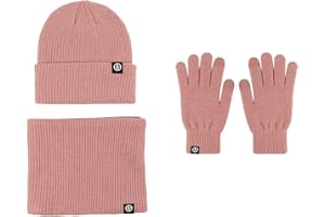 Werownsgso Handschuhe Mütze Schal Set Damen Winter Warm Strick Hut Schal Handschuhe Touchscreen Handschuh Strick Rundtuch Wolle gefüttert Ski Winter Set