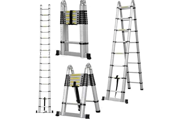 Marchepieds escamotables, échelle Télescopique, Escabeau Telescopique Pliable, Echelle Escamotable en Métal, Charge Max 150 kg (5M (2,5M + 2,5M))