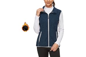 Soneven Chaleco Deporte Forro Polar Corto Mujer Cremallera Invierno sin Mangas con Cuello Alto Elástico Ligero para Exterior Senderismo Correr,