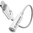 Ambrane Lightning to 3.5mm Audio Earphones Jack Adapter | AUX Cable, Port Converter for iPhone 14, 13, 12, 11, X, XS, 8, 7, 6S, SE, iPod, iPad | Headphone & Car Stereo Connector | White (AOTG-L1)