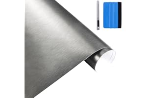 NewL 30 cm x 150 cm grigio spazzolato in acciaio inox metallico pellicola avvolgente in vinile opaco spazzolato cromato adesivo foglio adesivo per auto per mobili portatili motore