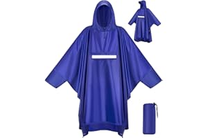 VOBUKE Poncho Antipioggia Impermeabile Riutilizzabile con Cappuccio Maniche e Riflettore Poncho Impermeabile per Adulti unisex Portatile Poncho Pioggia per Uomo Donna Trekking Campeggio Pesca