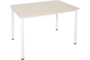 Dila GmbH Schreibtisch in verschiedenen Größen und Farben graues Metallgestell Konferenztisch Besprechungstisch (B: 120 cm x T: 80 cm, Ahorn)