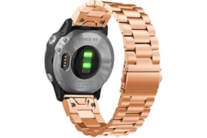 YOOSIDE QuickFit pasek do zegarka Garmin Fenix 5S/Fenix 6S/Fenix 6S, wymienny pasek ze stali nierdzewnej 20 mm do Garmin Descent Mk2S (różowe złoto)