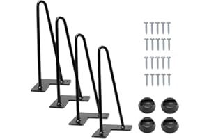 Signstek 12" (32cm) Hairpin Table Legs with Heavy Duty Metal and Industrial Design for Coffee Tables, Modern Desks and Night Stands, Two-Rod, Set of 4