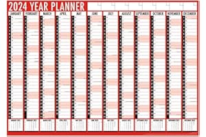 KARRMA LTD. 2024 Year Wall Planner Large A1-2024 Wall Calendar Runs January to December Full Year to View Holidays are Marked - Ideal for Home and Office - Folded