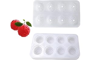 OCPO Kitchen Moule Silicone Fruits 3D, Moule à Chocolat Antiadhésif, Moule à Bougie, Moule en Silicone pour Faire de Gelée, Bonbons, Savon, Glaçons, Pudding (Litchi, 8 Cavités)