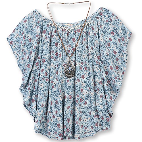 Speechless Girls' Big 7-16 Circle Top with Necklace,