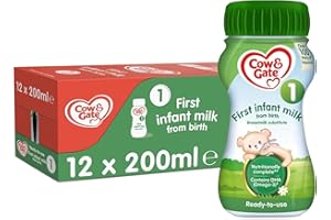 Cow & Gate 1 First Infant Baby Milk Ready to Use Liquid Formula, from Birth, 200ml (Pack of 12)