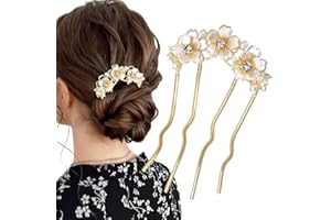 RUIYDZ Perle Blume Haarspangen Damen Haarnadel Französische Haarspange Blumen Haarnadeln Flower Hair Clip French Hair Pin Braut Haarschmuck Hochzeit Haarstab Hairpin Haarstäbchen Hochsteckfrisuren Zubehör
