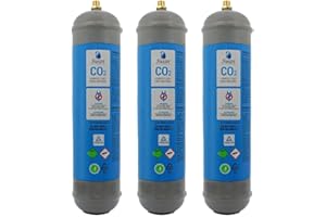 BELLEROFONTE Bouteille Co2 pour gazeur 600 g jetable raccord M11 x 1 pour distributeurs - gazeurs eau pétillante, récipient en acier N° 3 bouteilles