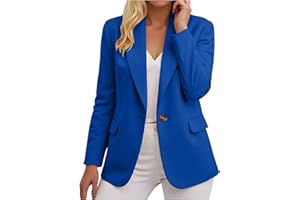 GENERIC Blazers for Women UK,Ladies Blazer Suit Solid Button Suits Coat Elegant 3/4 Sleeve Notch Lapels Collar Jackets Fall Business Work Office Elegant Jackets Open Front Jacket Cardigans Top Outerwear