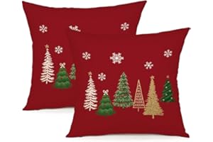 ZWJD Kissenbezug Weihnachten 50x50 2er Set Winterdeko Kissenbezüge Weihnachtskissenbezug Leinen Kissenhüllen für Weihnachtsdeko Innen- & Außenbereich Sofa Schlafzimmer Kissenhülle 50x50 cm