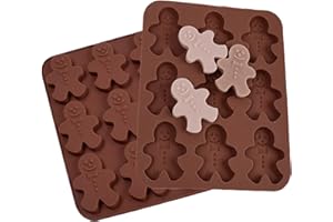 RIRIESS Forme ultra-mince pour bonhomme de pain d'épices en chocolat, moule en silicone de Noël pour la pâtisserie, antiadhésif, en silicone de qualité alimentaire, pour le chocolat, les bonbons, les biscuits