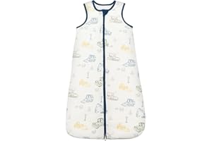 LILBESTIE Baby Sleeping Bag, 1.5 Tog Newborn Sleeping Bag, Cotton Baby Wearable Blanket Sleeveless Sleep Bag for Boy Girl, Excavator, 12-18 Months