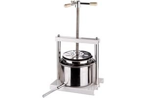 DEMA Prensa de frutas de acero inoxidable, exprimidor de bayas, exprimidor de vino, prensa de hierbas, 5 L