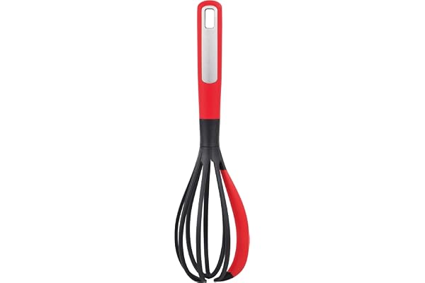 BERGNER Mars | Fouet | En nylon et silicone | Manche ergonomique, revêtement et trou de suspension | Longueur de 30,6 cm | Noir et rouge