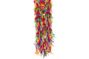 BYNYXI Flauschige Federboa Bunte, 2M Federschal Truthahnfedern Federboa Lametta Fäden Weihnachten Damen Federn Schal Girlande Bunte Federboa zum Basteln für Damen Mädchen Karneval Fasching Mottoparty