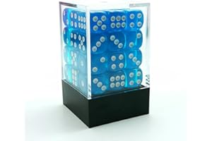BESCON DICE Bescon 12 mm 6 Sided Dice 36 in Brick Box, 12 mm Six Sided Die (36) Block of Dice, Translucent Lake Blue