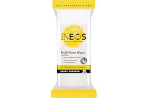 INEOS HYGIENICS INEOS Next-Gen Antibac Multi-Room Disinfectant Biodegradable 60 Wipes, Sicilian Lemon + Cypress, Kills 99.9% of Bacteria + Viruses, Plant Powered, Packaging May Vary
