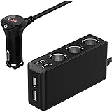 Zigarettenanzünder Verteiler Auto Adapter 12V, 120W KFZ Ladegerät 3 Steckdose 24V Mehrfach Splitter DC mit LED Voltmeter Scha