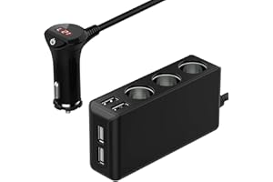 QIDOE Adapter Do Gniazda Zapalniczki Samochodowej Usb Ładowarka Samochodowa 3 Gniazdka, Rozdzielacz Dc 12 V/24 V z Woltomierzem Led, Przełącznik 120 W, 4 Porty Usb Do Iphone'A, Ipada, Android, Samsung, Gps, Kamery Samochodowej