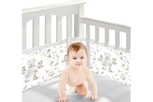 Bizcasa 2 Pièces Tours de Lit Bébé Cabane,4 Côtés Tour de Lit Respirant Doublure en Maille 3D Anti-Flux d'air,Réglable,Amovible - 340cmx30cm + 160cmx30cm (Animal)