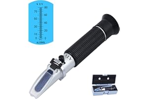 AOKUY Réfractomètre Alcool avec ATC, Alcool 0-80%,Réfractomètre portable pour liqueur et spiritueux comme whisky, brandy, vodka, etc.