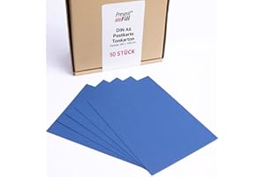 ‎PRESENT FILL PresentFill® - blanko Postkarten Tonkarton Saphir Blau, Papier-Karten Set 50 Stück 210 g/m² -DIN A6-105 x 148 mm zum Selbstgestalten, beschriften oder bedrucken als Bastelkarton, Karteikarten