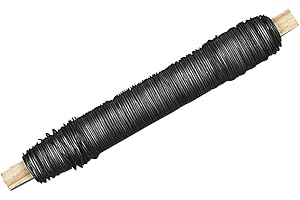 Rayher Fil de fer recuit fil floral sur bobine bois, 100 g 0,65 mm noir, 2405300, Verni au feu