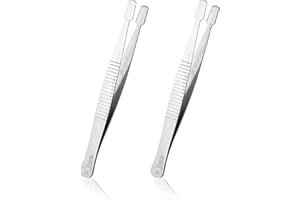 JJUNW 2 Stück Stempel Pinzette, Edelstahl Flach Breit Pinzette Universal Pinzette Briefmarkenpinzetten Philatelie Sammlerwerkzeuge für Briefmarken Dokumente Fotoentwicklung