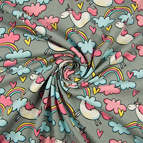 Jersey Stoff Einhörner & Regenbögen - 6